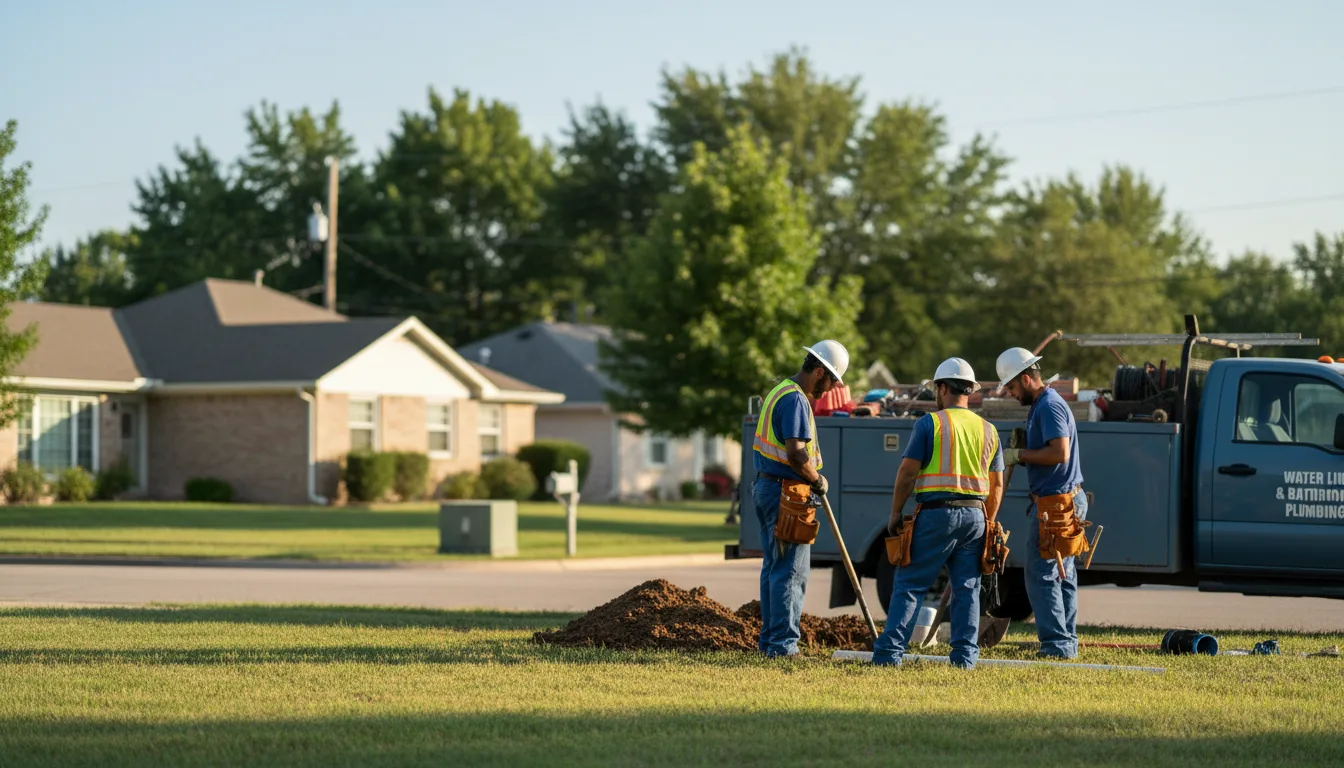 Residential water line and bathroom plumbing service in Southmayd, TX